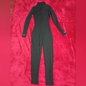 Sleek Black Mock Neck Long Sleeve Jumpsuit/Romper